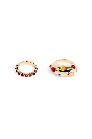 Gold 2-Pack Colored Stone Rings