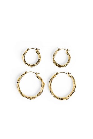 Gold 2-Pack Gold Plated Braided Hoops