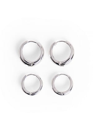 Silver 2-Pack Silver Plated Basic Chubby Hoops