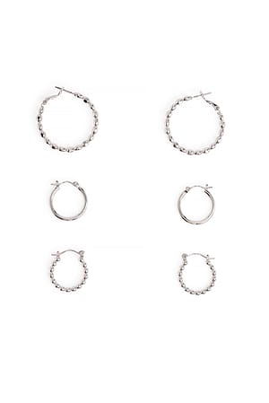 Silver 3-pack Mixed Hoops Earrings