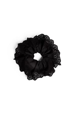 Black Anglaise Scrunchie