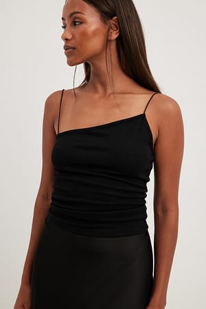 Black Asymmetric Jersey Top