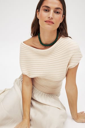 Sandshell Asymmetric Rib Knit Top