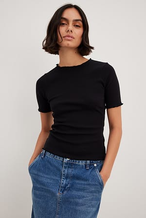 Black Babylock Ribbed Top