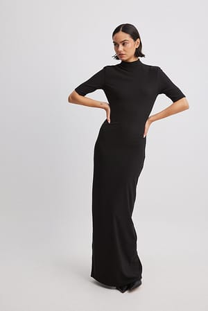 Black Back Cut Out Maxi Dress