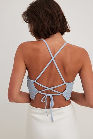 Dusty Light blue Back Strap Detail Top