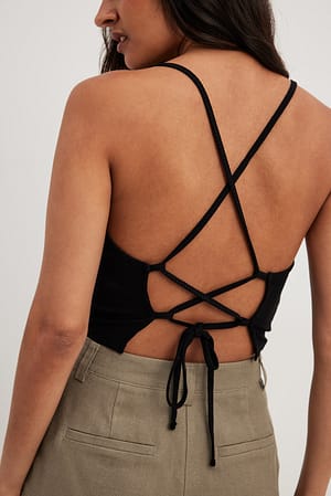 Black Back Strap Detail Top