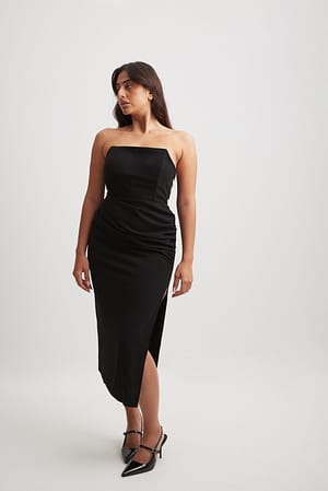 Black Bandeau Corset Midi Dress