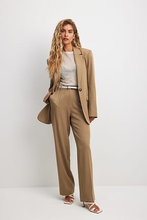 Dark Beige Basic Suit Pants