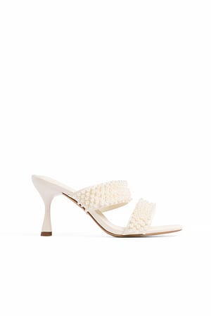 Offwhite Beaded High Heel Mules