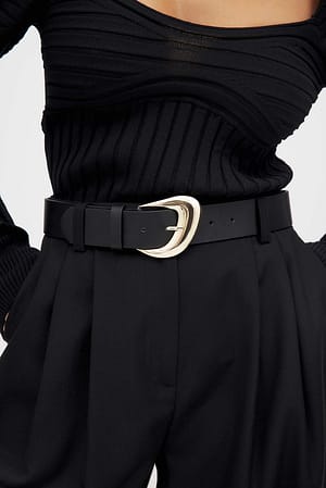 Black Big Asymmetric Buckle Belt