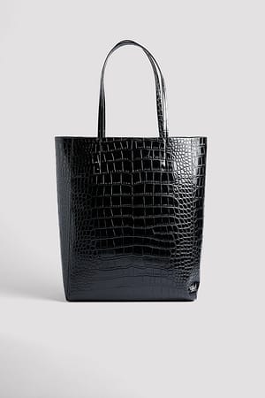 Black Croco Big Croc Tote Bag