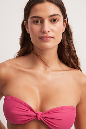 Pink Big Knot Bandeau Bikini Top