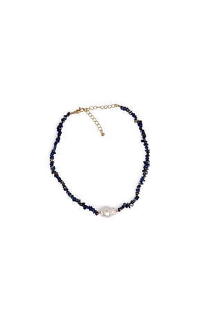 Blue Big Pearl Colored Necklace