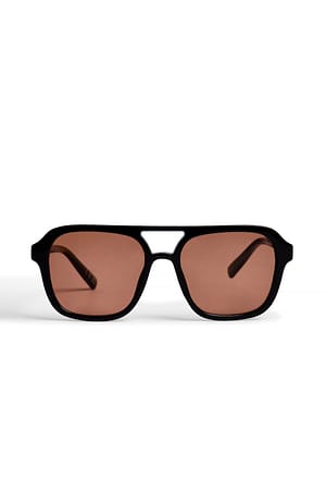 Black/Orange Big Retro Look Sunglasses