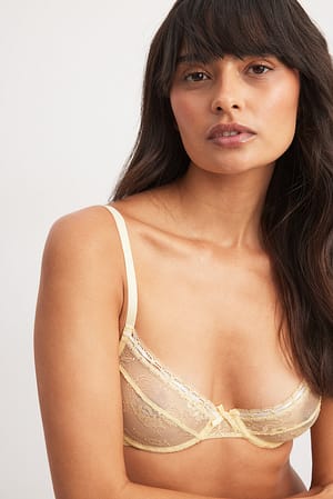 Yellow Bow Detail Underwired Bra