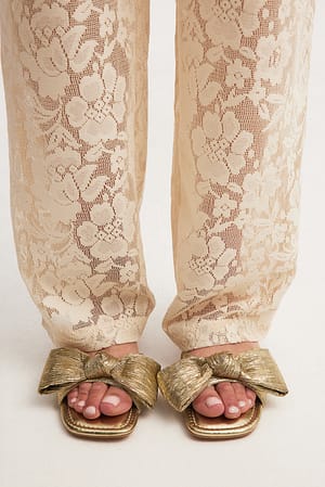 Gold Bow Slippers