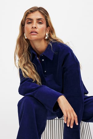 Navy Boxy Corduroy Shirt