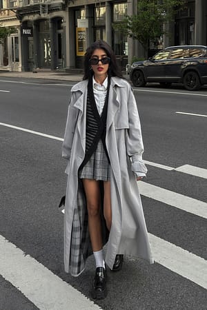 Grey Brushed Oversized Maxi Trenchcoat