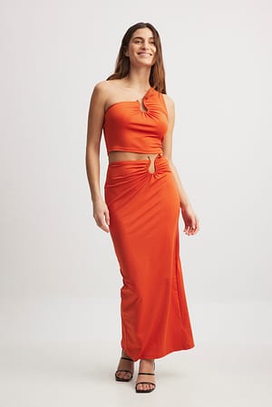 Orange Buckle Detail Maxi Skirt