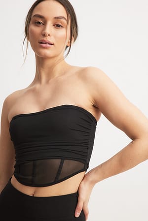 Black Bustier Mesh Tube Top