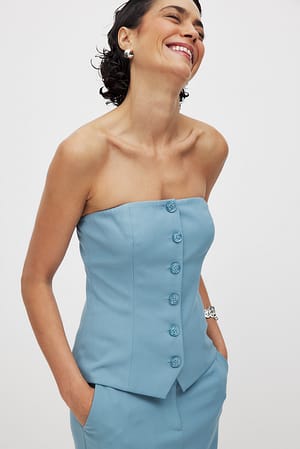 Blue Button Up Low Waist Corset