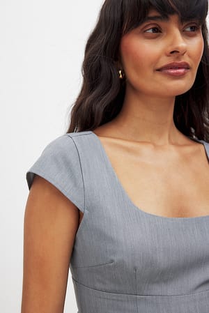 Grey Cap Sleeve Corset Top