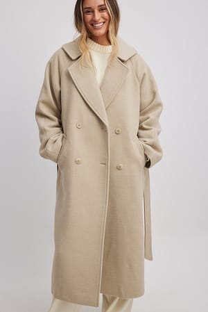 Beige Classic Belted Coat