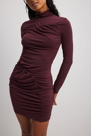 Wine Red Collar Mini Dress