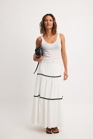 Black/White Contrast Maxi Skirt