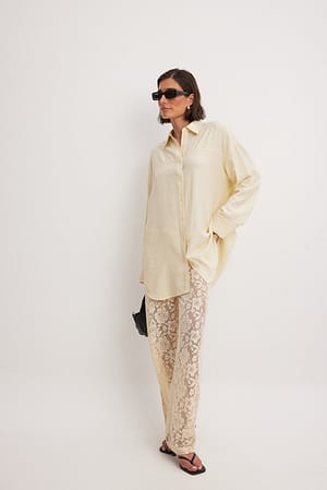 Cream Crinkle Quality Long Shirt