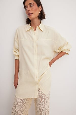 Cream Crinkle Quality Long Shirt