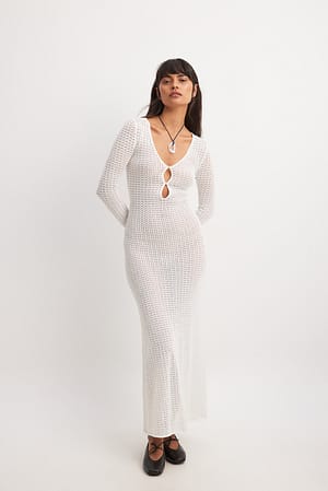 White Crochet Knitted Dress