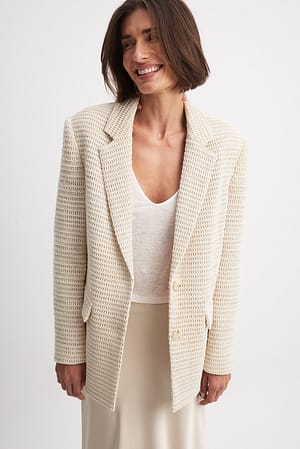 Sand Crochet Oversized Blazer