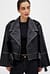 Cropped Washed Out Pu Biker Jacket