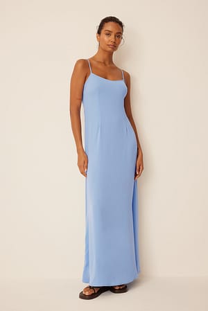 Light Blue Cross Back Detail Dress