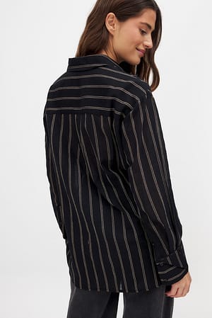 Navy Stripe Cuff Detail Oversized Shirt