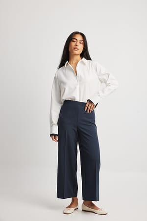 Dark Navy Culotte High Waist Pants