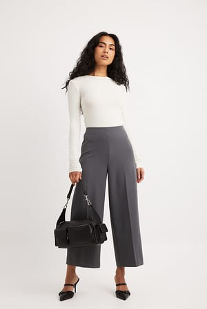 Dark Grey Culotte High Waist Pants