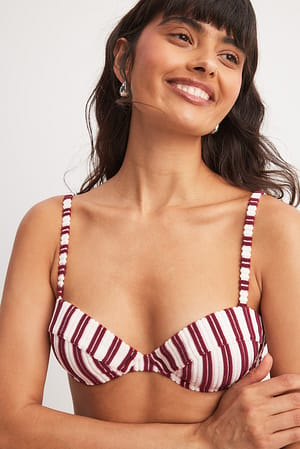 Red/White Stripe Cups Bikini Top