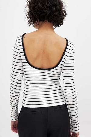 Black Stripe Deep Back Stripe Top