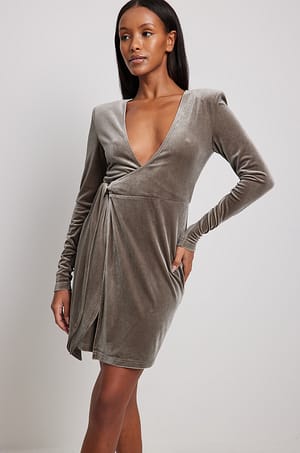 Falcon Deep Neckline Velvet Mini Dress