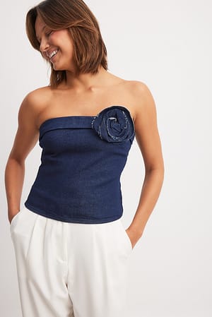 Rinse Wash Denim Bandeau Top