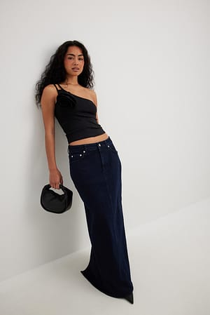 Dark Blue Denim Maxi Skirt