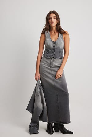 Grey Denim Ombre Vest