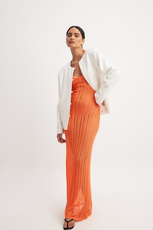 Orange Distressed Knitted Maxi Dress