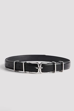 Black Double Buckle Waist Belt