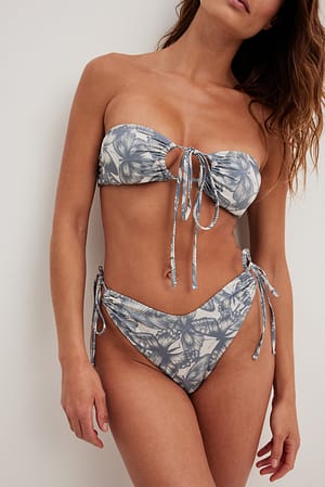 Blue Print Double Drawstring Bikini Panty