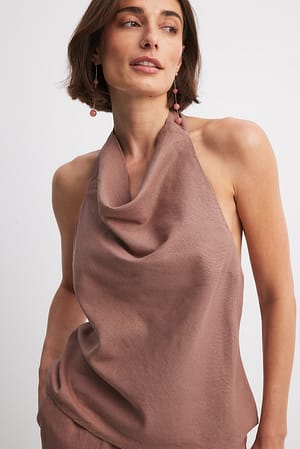 Dusty Pink Draped Halterneck Top