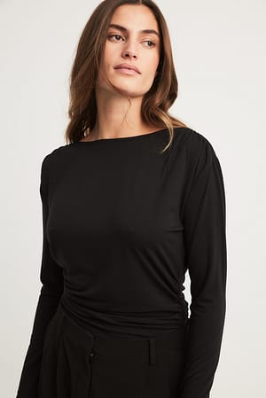 Black Draped Jersey Top